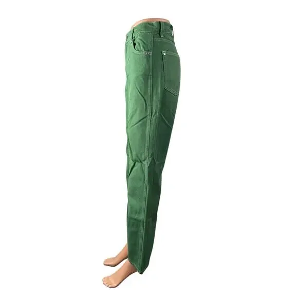 Reformation Jeans Green High Rise Barrel Wide Leg Carpenter Denim Jeans Pants 26